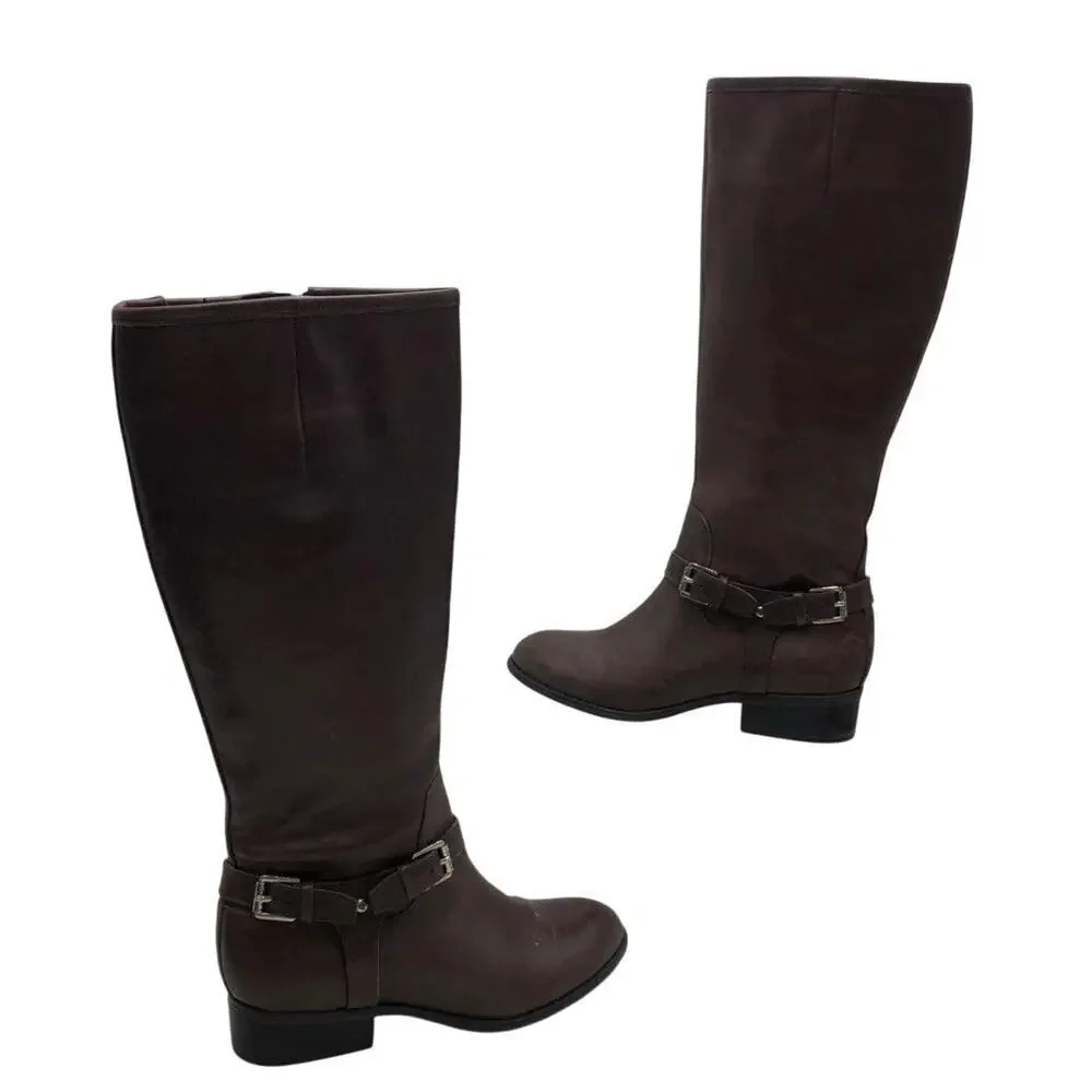 Ralph Lauren Marion Women's Brown Leather Knee-High Riding Boots Size 6B